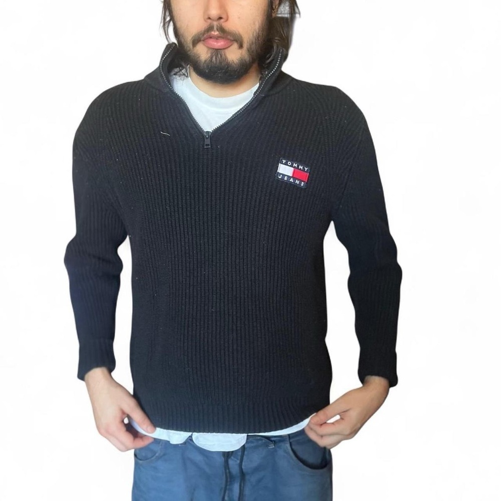 VTG 00’s Tommy Jeans Knit Black Quarter Zip